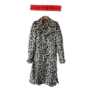 Alice + Olivia Charla Leopard-Print Belted Trench Coat S/P